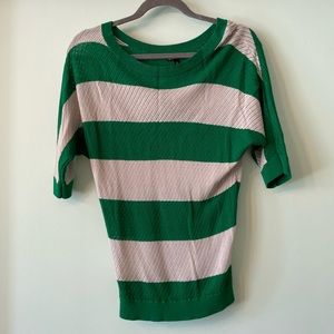 Express cream and green striped shirt